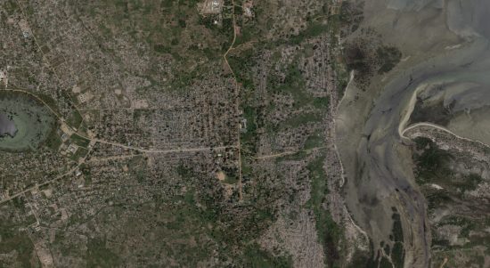 Satellite view of terrain used for asset monitoring